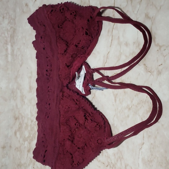 Lucky Brand red wine lace new cros back bralette size XS - Picture 3 of 4